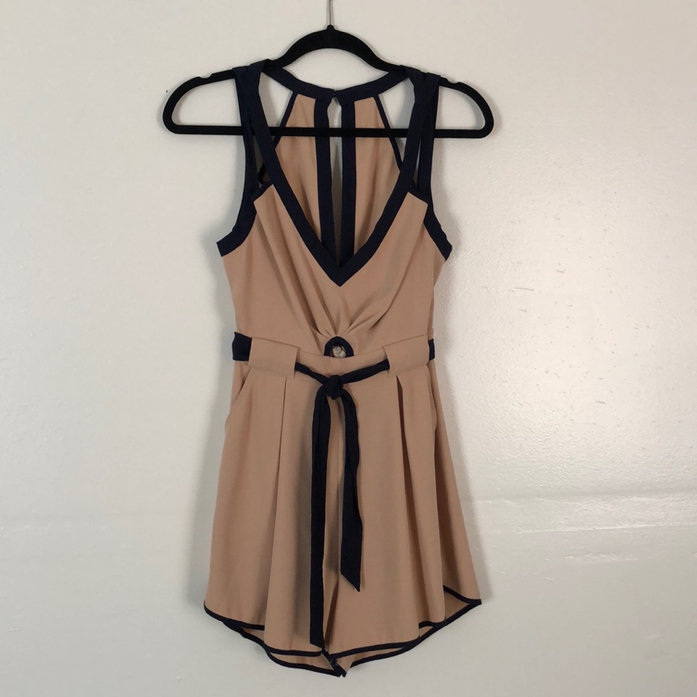 Finders Keepers nude & navy romper